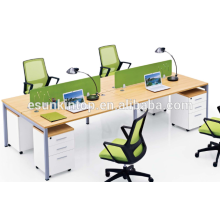 Office workstation for four persons peach wood and warm white upholstery, Pro office furniture factory (JO-4043-4)